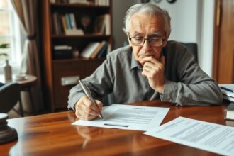 Idős férfi végrendeletet készít otthonában