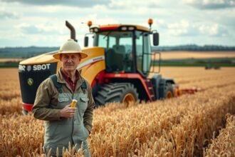 Agrármérnök búzaföldön köszönt