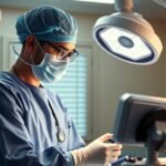 Agysebész műtét közben, orvosi felszerelés és környezet.