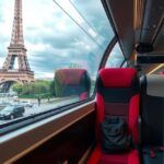 Vonat ablakából nézve az Eiffel-torony Párizsban