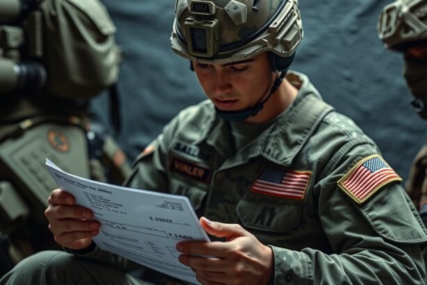 Amerikai katona pénzügyi dokumentumot olvas