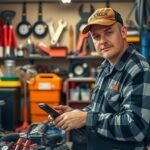 Autóvillamossági szerelő munkája műhelyben, pénzügyi előnyökkel.