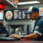 A Burger King munkatársa, aki a pénztárnál dolgozik