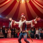 Cirkuszi artista bemutató a porondon