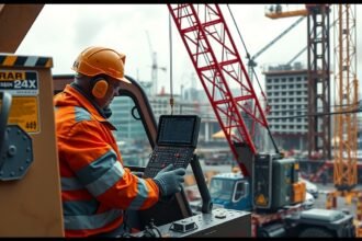 Darukezelő a munkáját végzi építkezésen