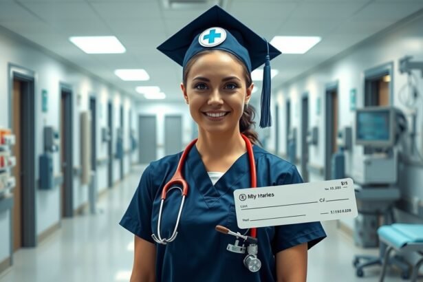 Diplomás ápoló mosolyogva a kórházi folyosón