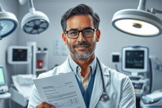 Orvos kezében a jövedelmet bemutató dokumentum