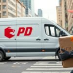 DPD futár csomagot szállít városi környezetben