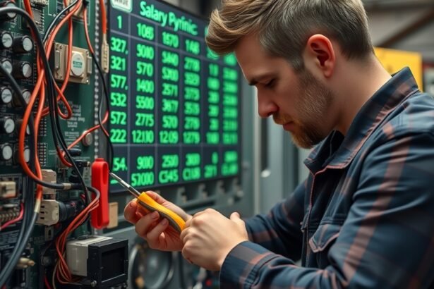 Elektrotechnikus munkája közben a fizetési táblázat mellett