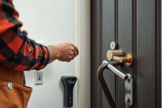 Zárcsere folyamatának bemutatása egy ajtónál