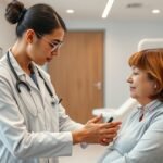 Gyógytornász több mint 20 év tapasztalattal egy pácienssel.