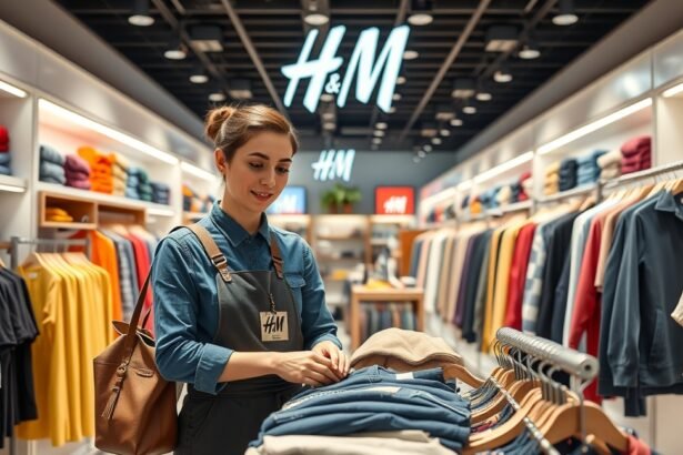 H&M-eladó munkahelyi környezetben ruházati boltban