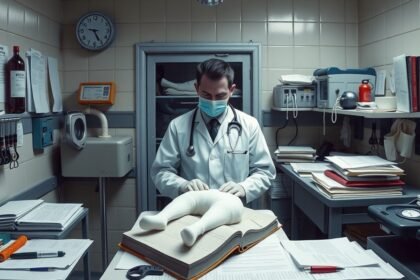 Halottkém boncolás közben egy laboratóriumban
