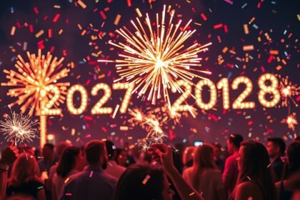 Szilveszteri ünneplés csillagszórókkal és konfettivel 2023