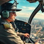 Helikopterpilóta a városi táj felett