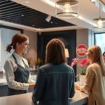 Hotel recepciós fogadja a vendégeket a szállodai recepciónál.