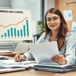 HR-generalista a munkahelyén, pénzügyi grafikonokkal.