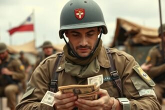 Idegenlégiós katona pénzt számol