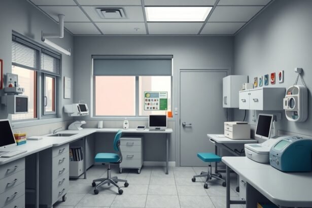 Iskolaorvosi rendelő, egészségügyi környezetben.