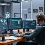 Játékfejlesztő programozás munkaállomásán, több képernyővel