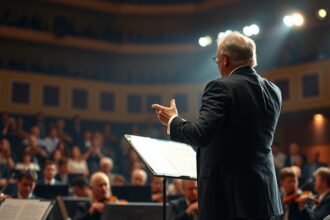 Karmester irányítja az együttest egy koncerten