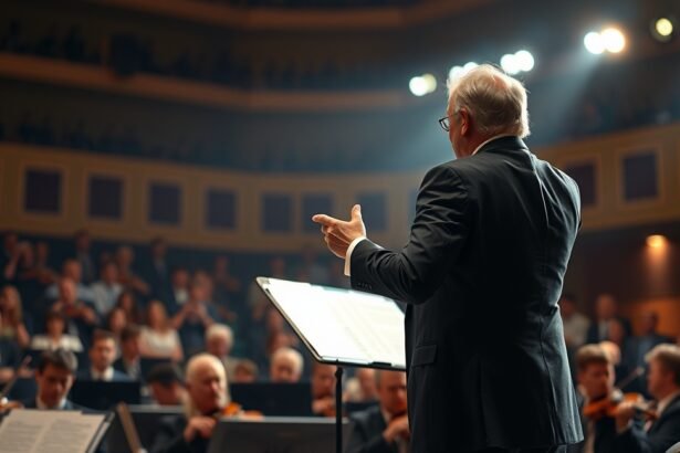 Karmester irányítja az együttest egy koncerten