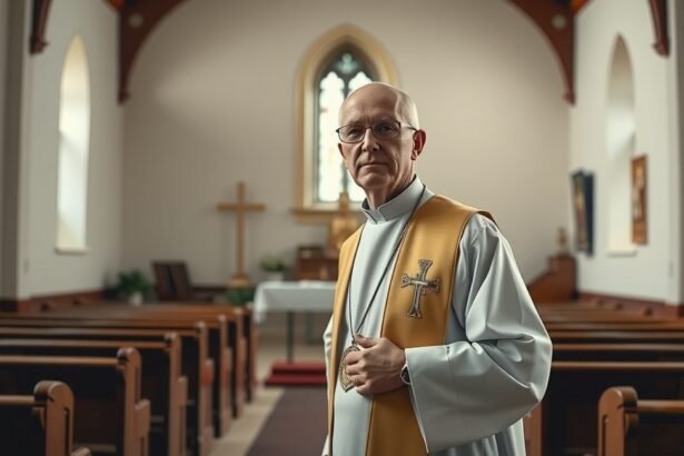 Katolikus pap a templomban