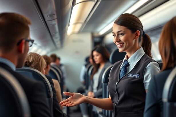 Légiutaskísérő szolgálat közben egy repülőgépen