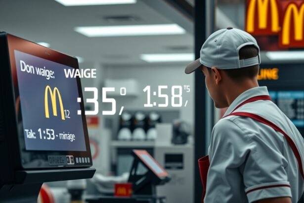 McDonald's dolgozó az önkiszolgáló terminálnál