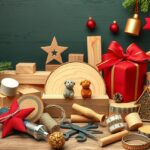 Karácsonyi barkácsolás faanyagból, díszek és szerszámok.