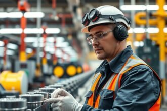 Minőségellenőr munka során, gyártósoron