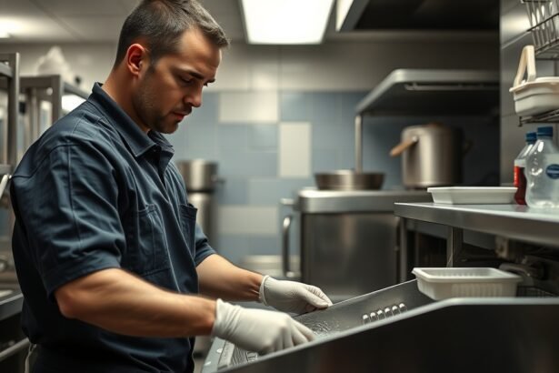 Mosogató a konyhában edényeket tisztít.