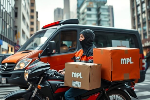 MPL futár csomagokkal városi forgalomban