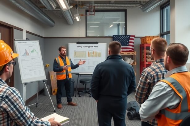Munkavédelmi előadó biztonsági tréninget tart
