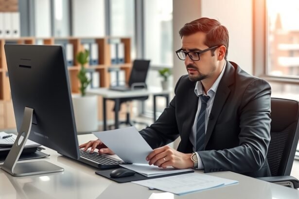 NAV-ellenőr dolgozik irodai környezetben