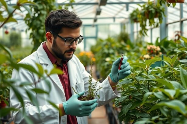 Növényorvos laboratóriumban, növények vizsgálata