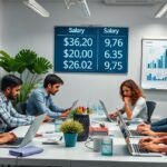 Online marketingesek munkakörnyezetében a fizetések elemzése.