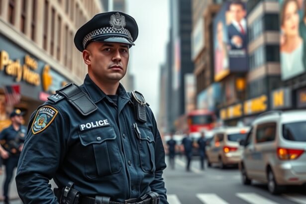 Rendőrjárőr a városi forgalomban