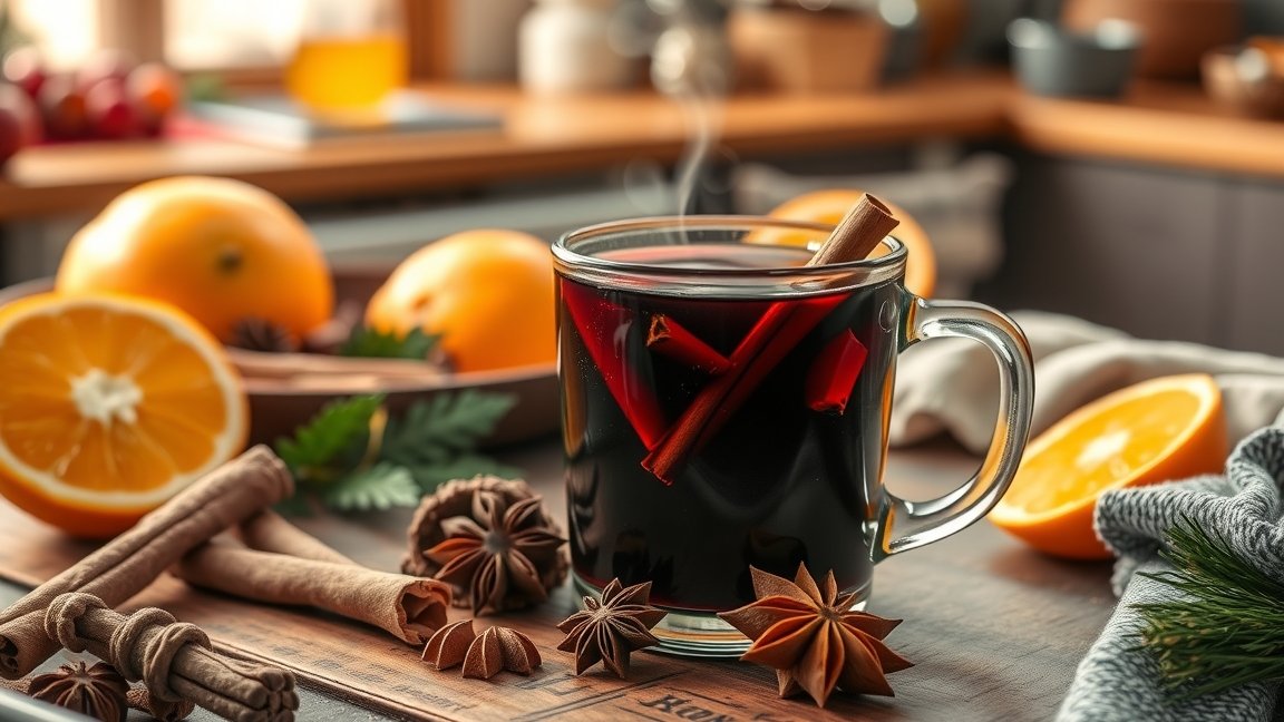 Forralt bor fűszerekkel és narancsszeletekkel