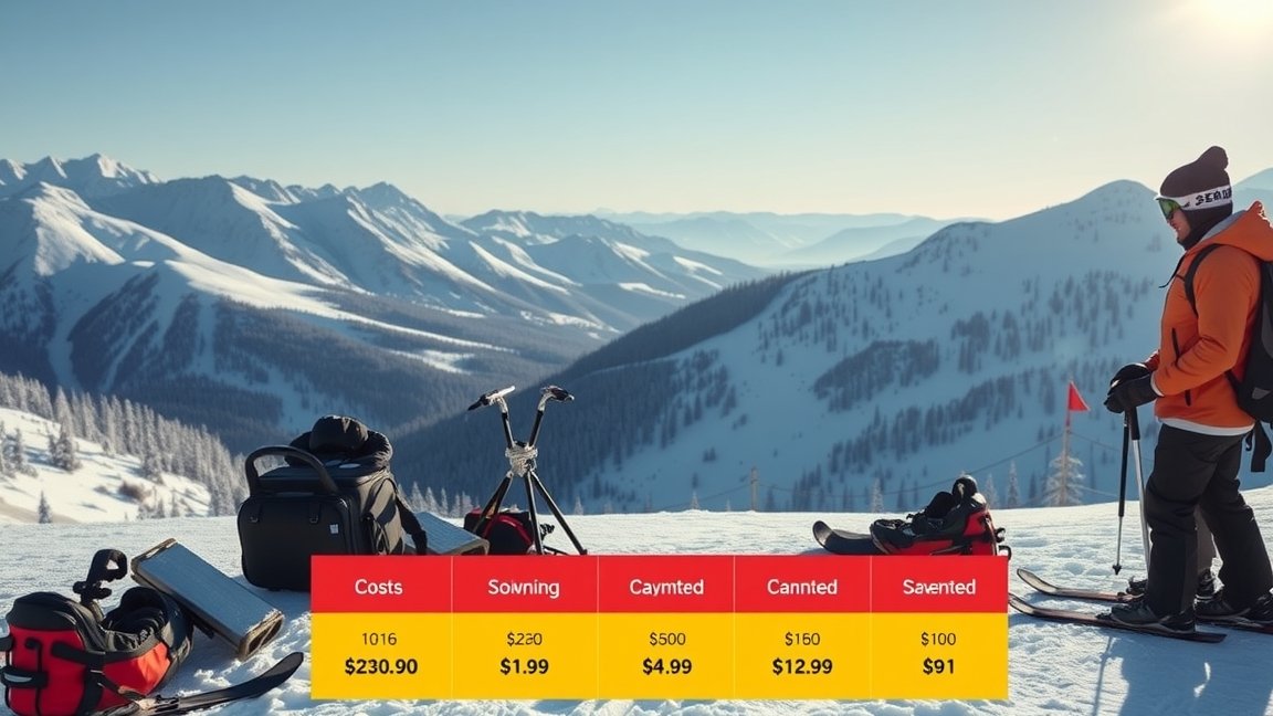 Síelés hóágyúzott pályán, különböző költségekkel és gyönyörű hegyvidékkel.