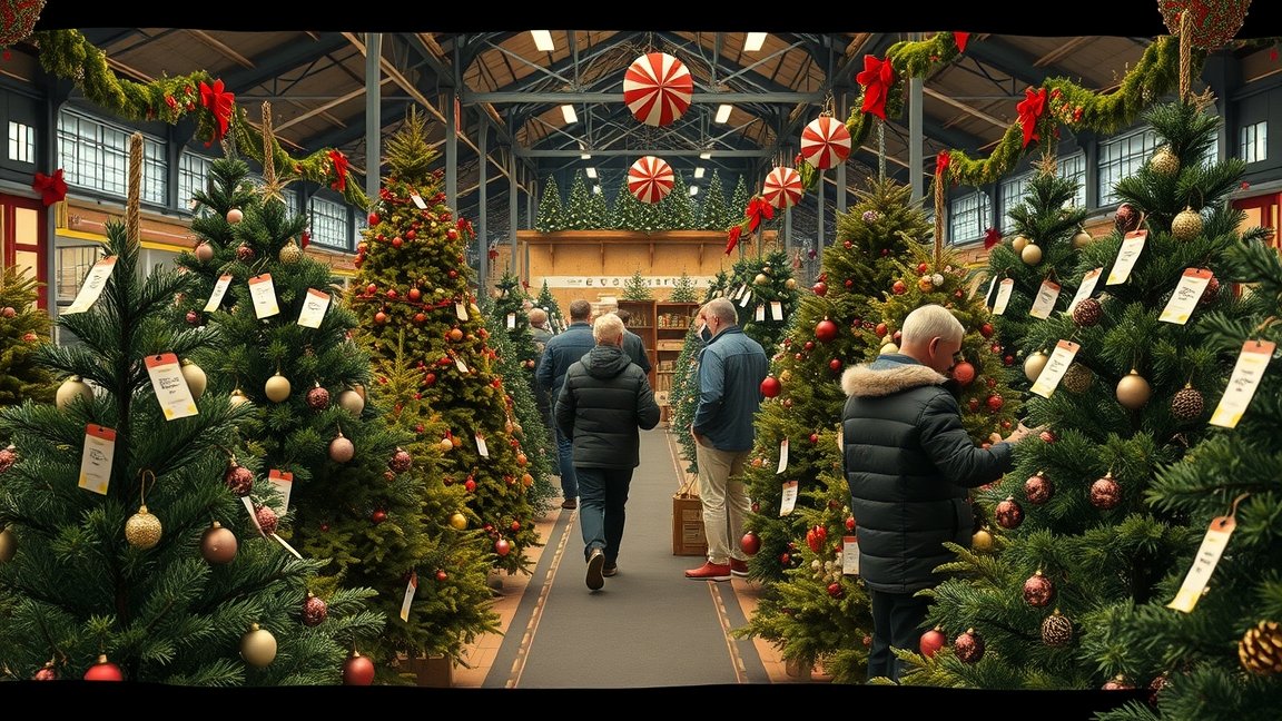 Karácsonyfák vásárlása egy ünnepi boltban, friss trendek és árak