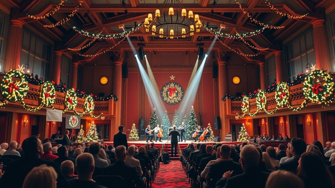 Karácsonyi koncert ünnepi díszítés mellett