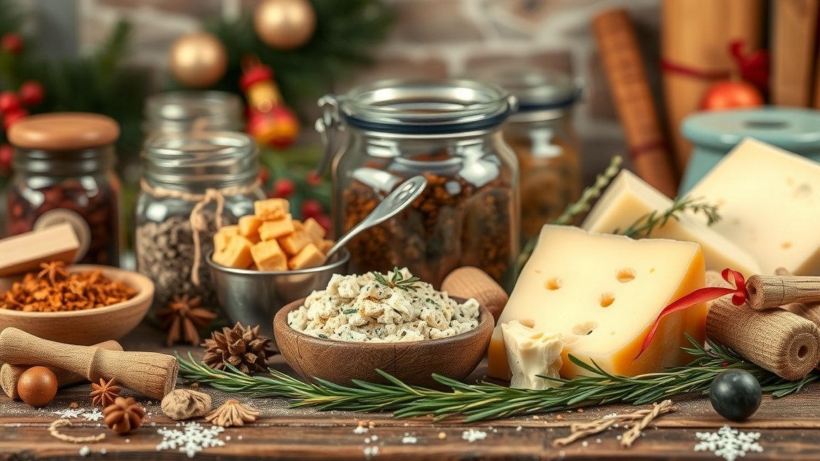 Karácsonyi konyhai alapanyagok: fűszerek, sajtok és kencék