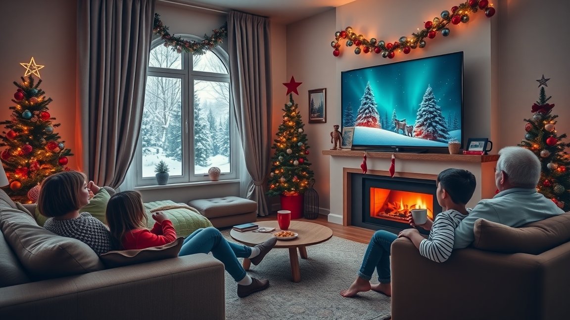 Családi karácsonyi filmmaraton otthon, streaming szolgáltatásokkal.