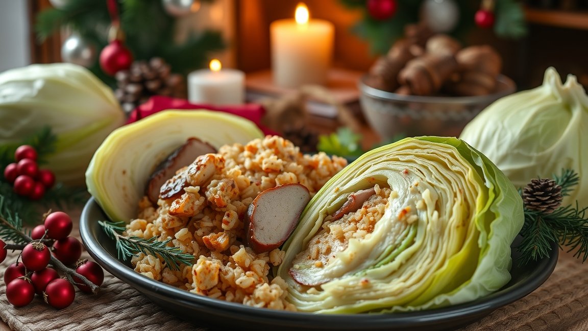 Karácsonyi töltött káposzta készítése és tálalása