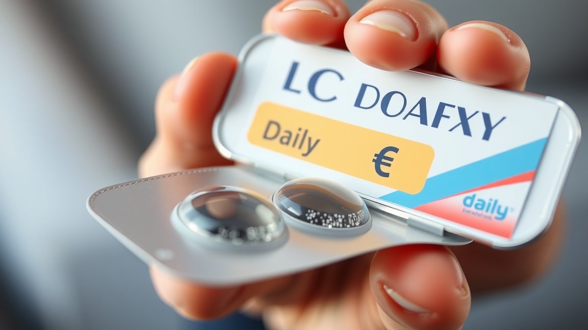 Napi kontaktlencsék csomagolása, költség és típus részletezve.