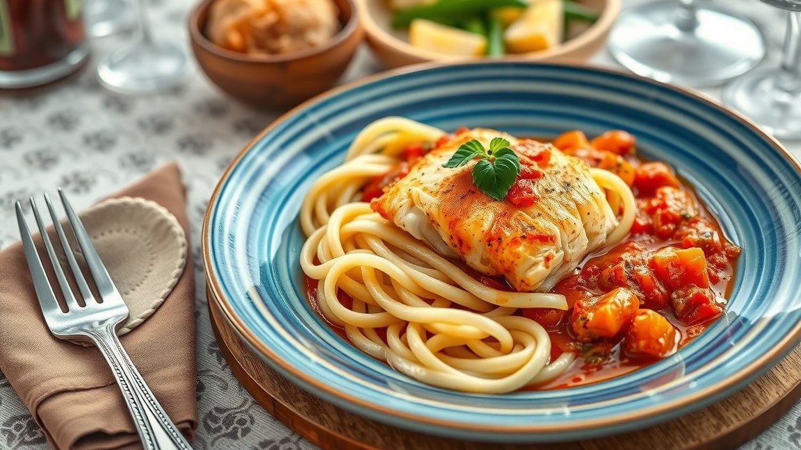 Harcsapaprikás túrós csuszával tálalva