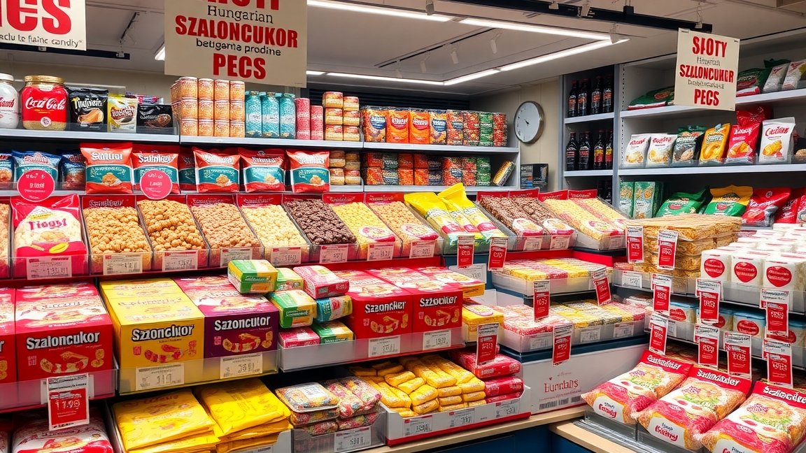 Szaloncukor választék karácsonyi édességboltban