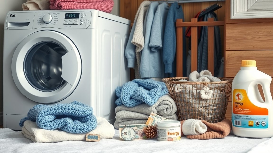 Téli nagymosás előkészületei, mosógép és törölközők