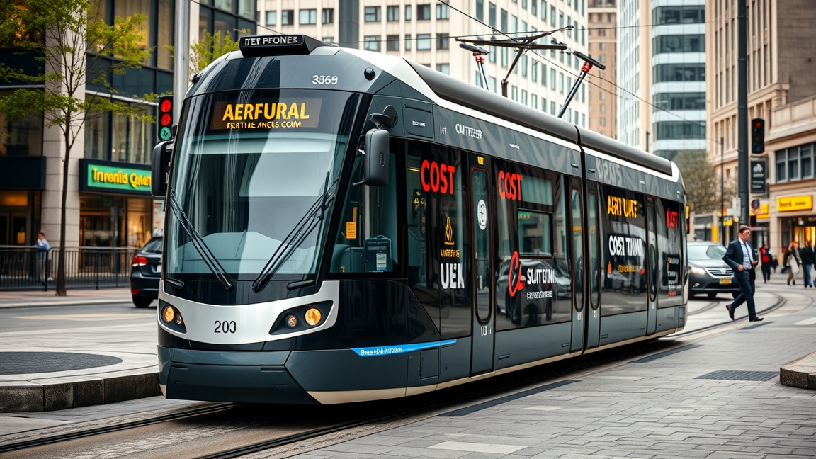 Modern villamos a városban, közlekedés és tömegközlekedés